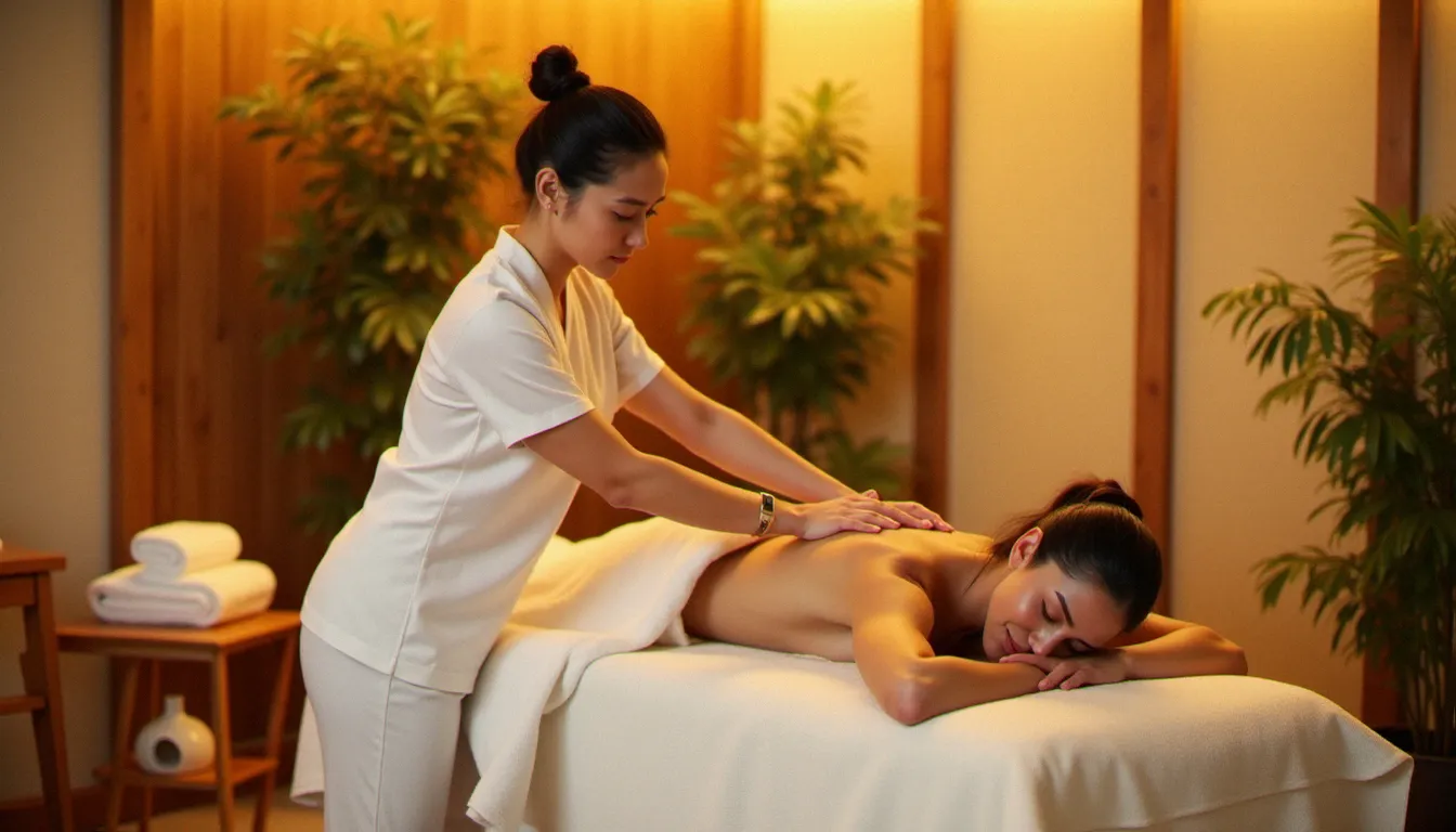 Praticienne réalisant un massage professionnel sur une cliente dans un cabinet bien-être français, illustrant les tarifs de massage prix france