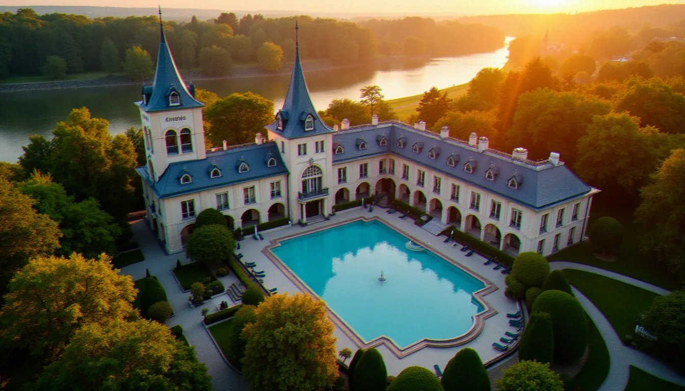 Vue aérienne de Vichy et de son quartier thermal