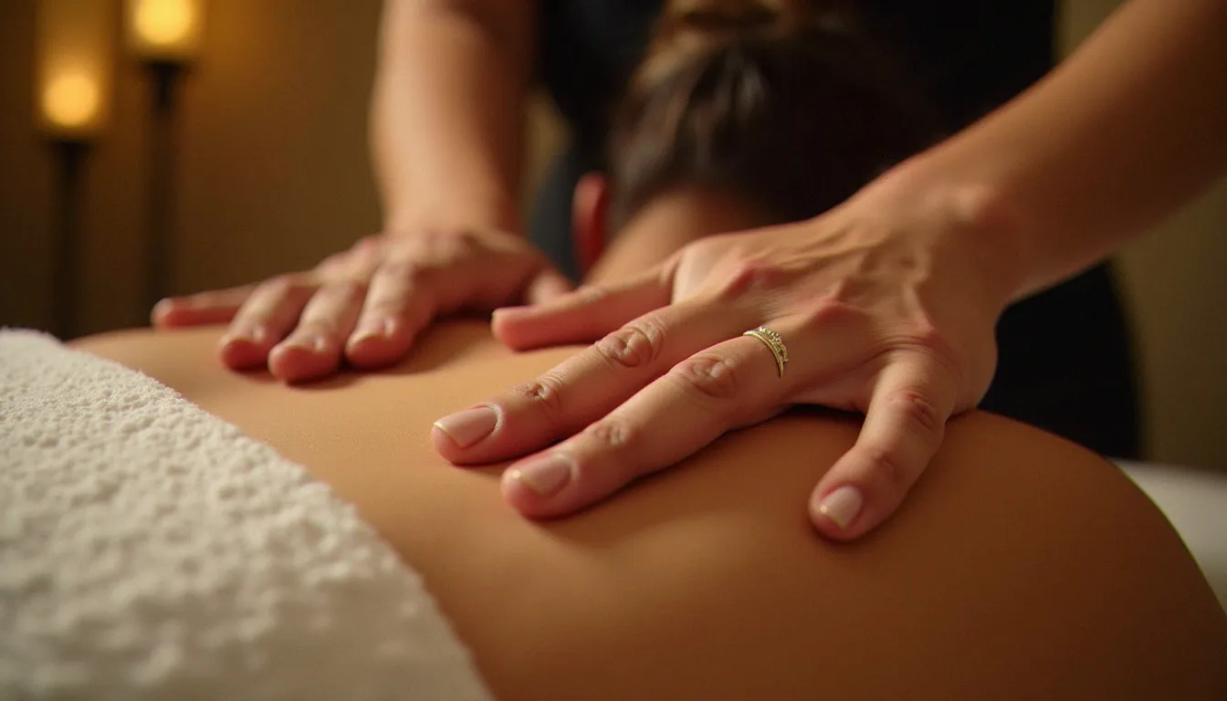 Technique de pression traditionnelle du massage thaï sur le dos du client